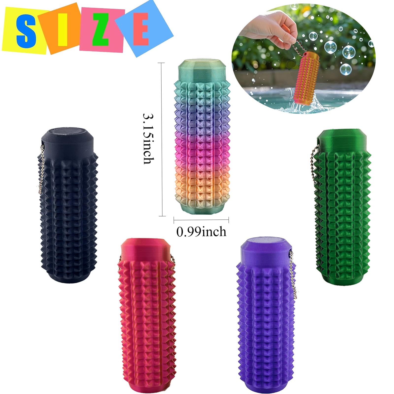 Little Ouchies Fidget,Pocket Mini Fidget Toy,3D Printed Venting Key Pendant,2pcs Spiky Grippie Stim Keychain,Novelty Gifts for Friends