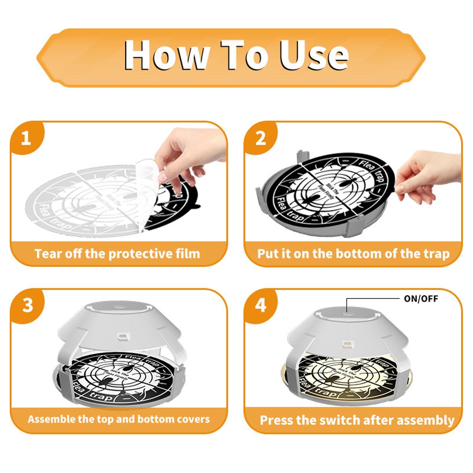 Flea Traps for Inside Your Home with Light,Flea Light Trap for Bug USB Charing Insect Pest Control Traps for Kitchen,Living Room,Balcony and Bedroom