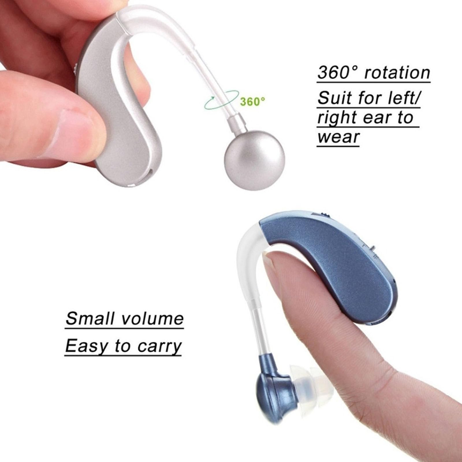 Rechargeable Hearing Aids for Seniors,Elderly Noise Cancelling Headphones Wireless Hearing Amplifiers 2 Pcs Blue
