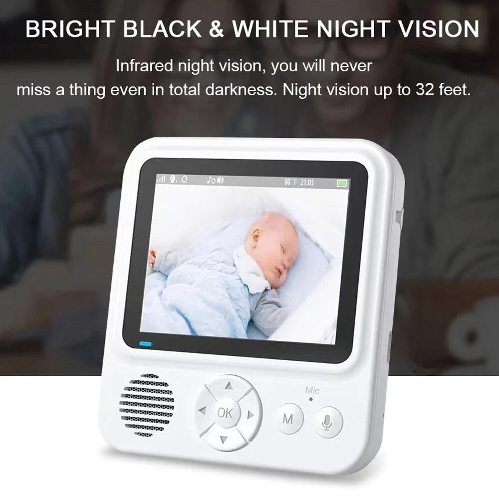 2.8 Inch 1080P Wireless Baby Monitor with Camera,Two-Way Talk Audio Video,IPS Screen,Baby Cry Sound Temp Detection For Babysitter