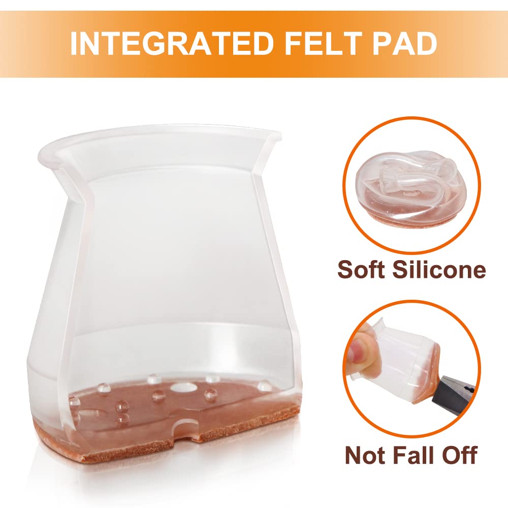 Chair Leg Protectors 24Pcs Hardwood Floors Silicone Covers Wood Tile Scratch Prevention Felt Pads Furniture Caps Noise Free Small Clear Home Dining