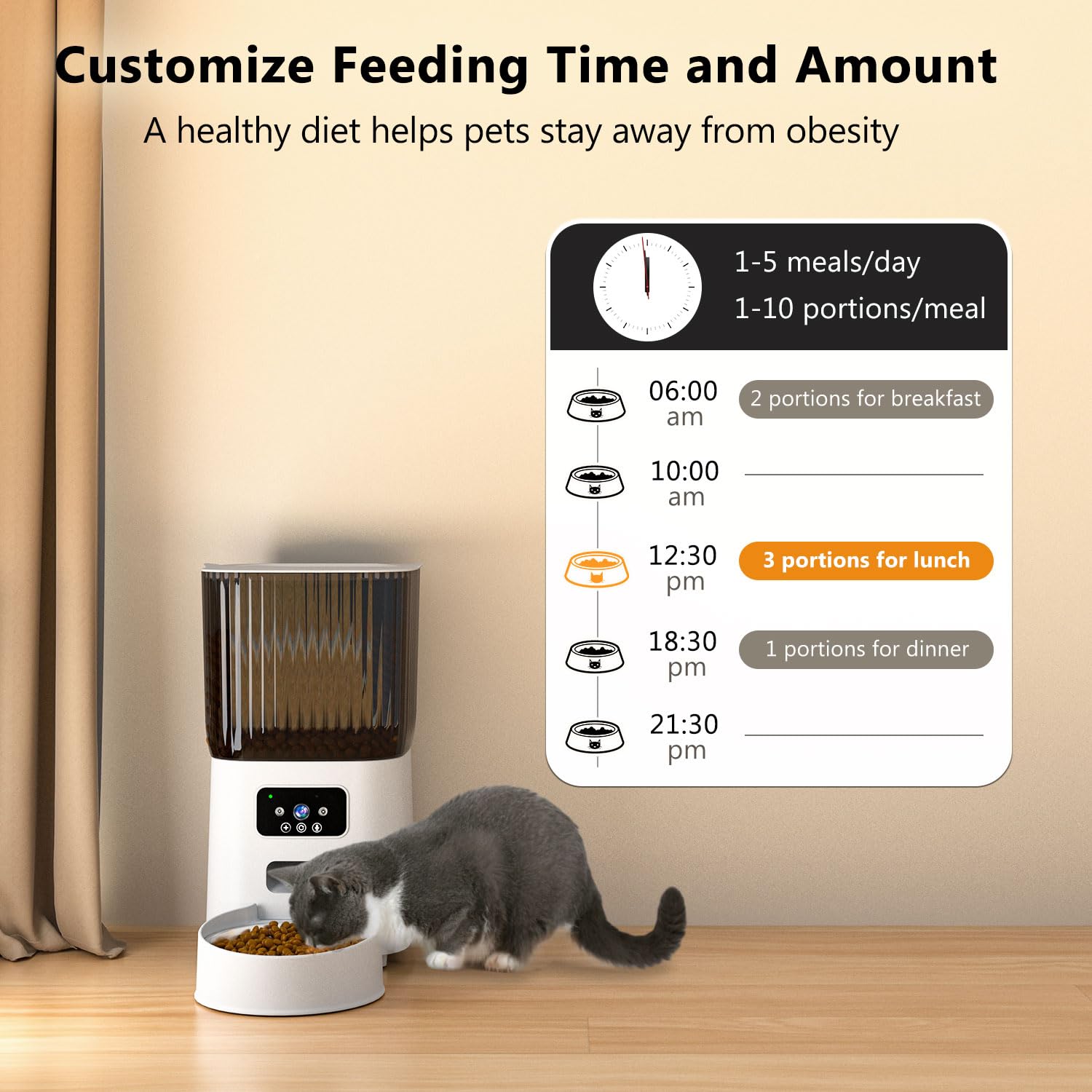 Automatic Cat Feeder with Camera 1080P Night Vision Smart Pet Feeder for Cats Dogs 6L Remote Control App Audio