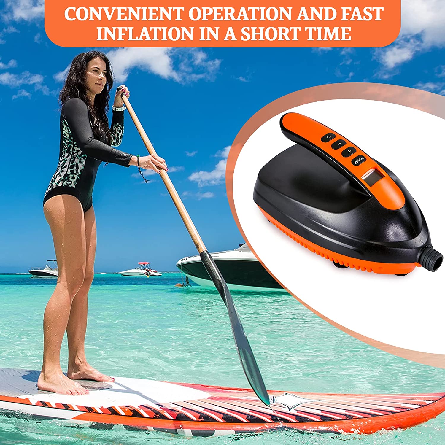 Portable SUP Air Pump, Digital Smart Inflate,Electric SUP Pump for Stand Up Paddle Board Inflatable Tent