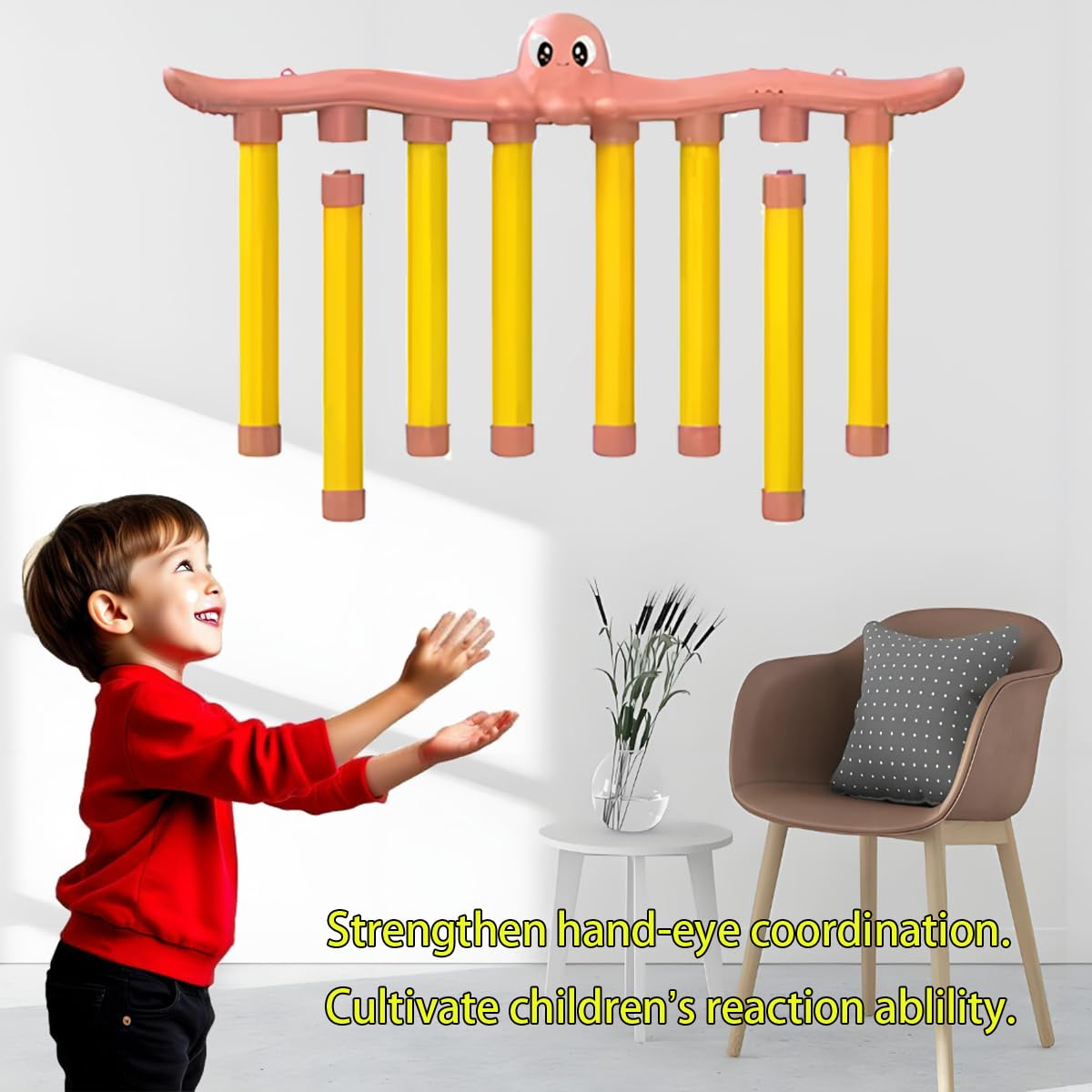 Reaction Stick Catch Training Game Hand Eye Coordination Reflex Training Game 3 Adjustable Speeds,Game Stick Toy Color Red