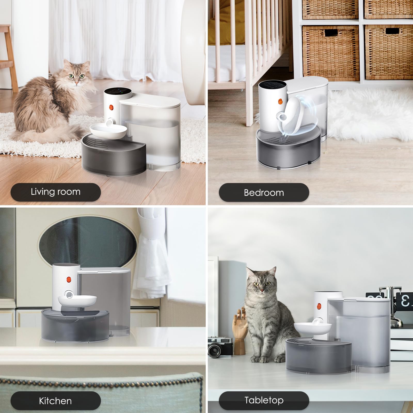 Automatic Pet Fountain 3L Wireless Rechargeable Water Dispenser Dogs Cats Anti Accidental Touch Large Smart Quiet Hygienic Drinking Bowl