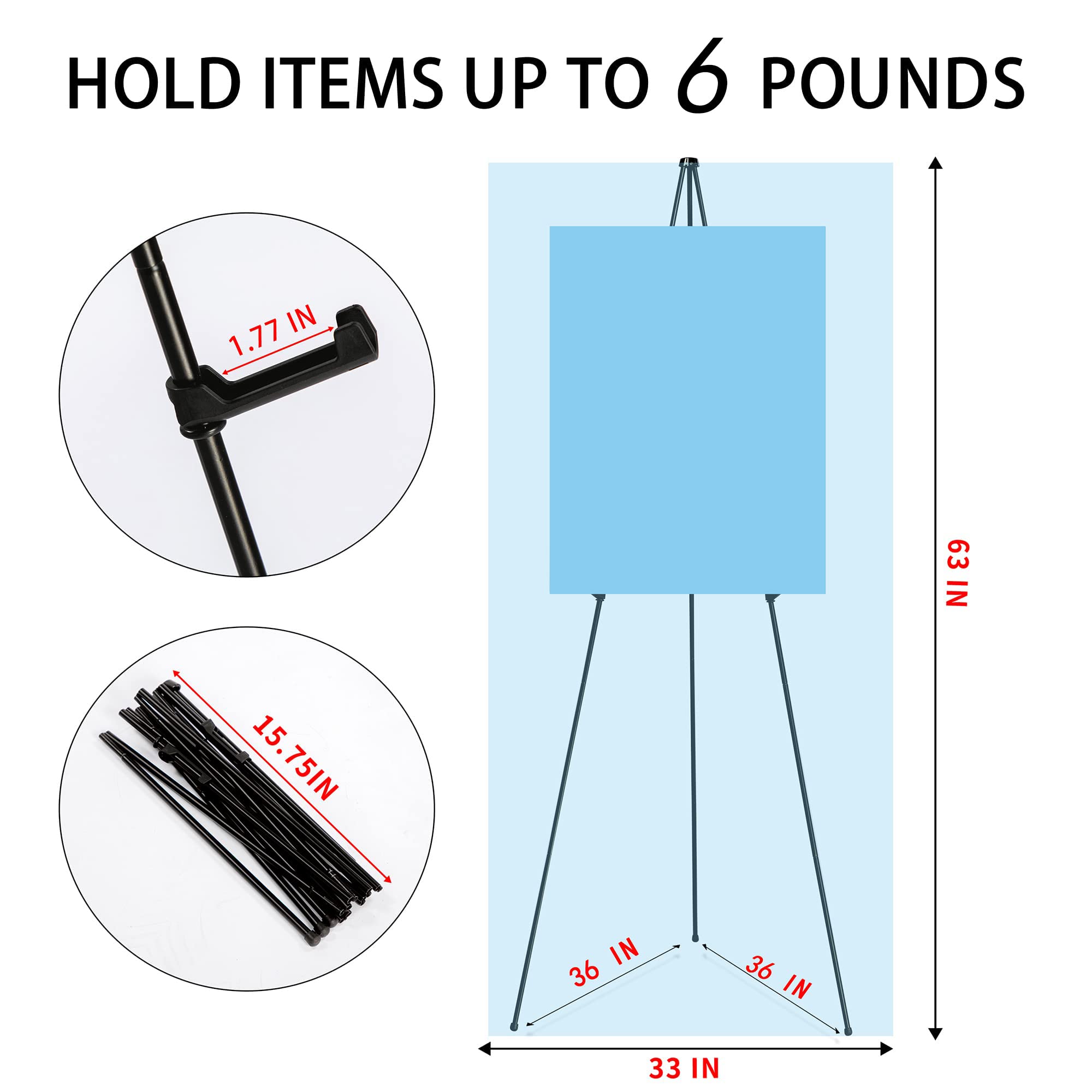 Easel Stand for Display Wedding Sign Poster 160cm Tall Easle Portable Collapsable Poster Easel Floor Adjustable Metal Painting Easels Tripod