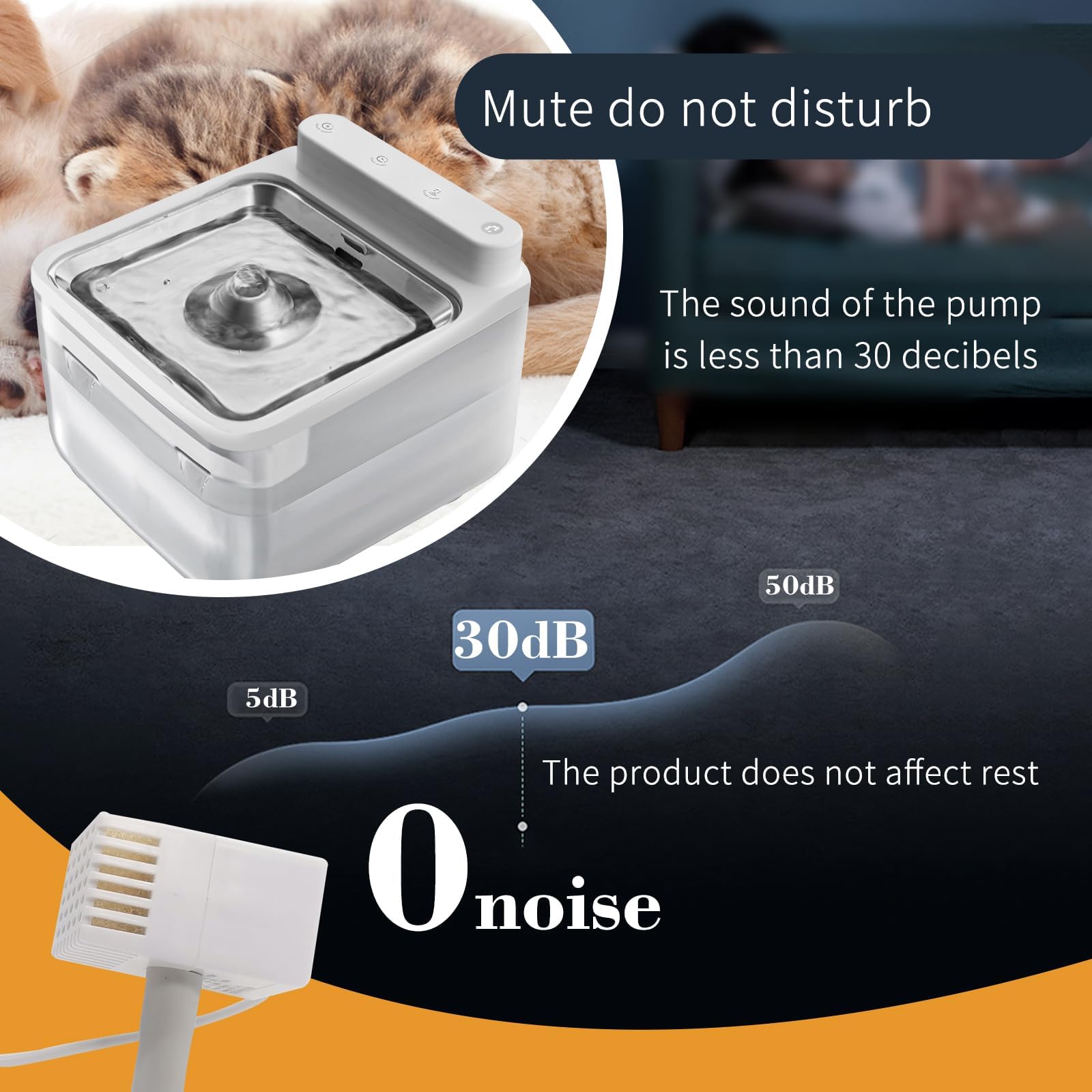 Wireless Rechargeable Cat Water Fountain 3L Auto Pet Fountain Quiet Pump BPA-Free Radar Sensor