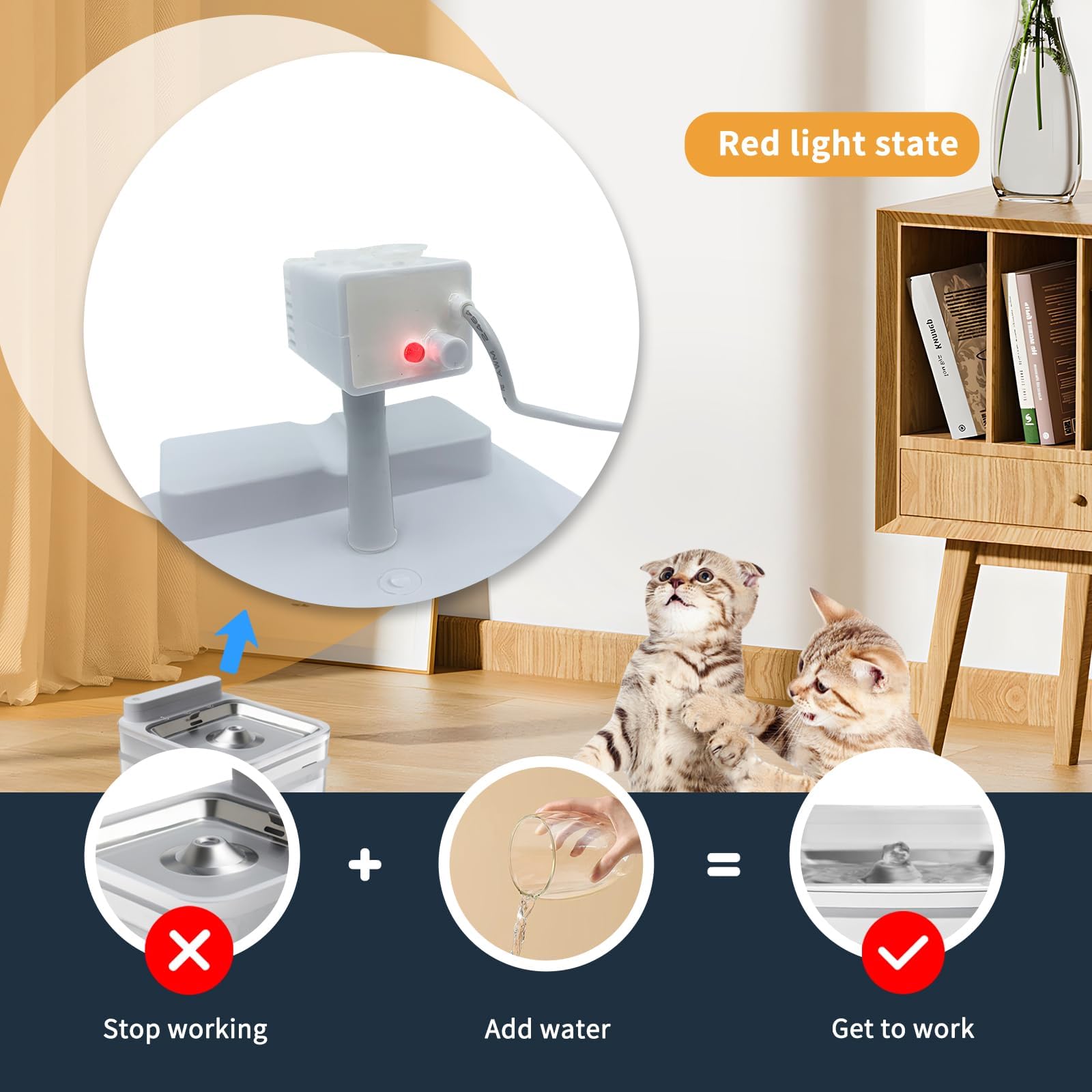 Wireless Rechargeable Cat Water Fountain 3L Auto Pet Fountain Quiet Pump BPA-Free Radar Sensor