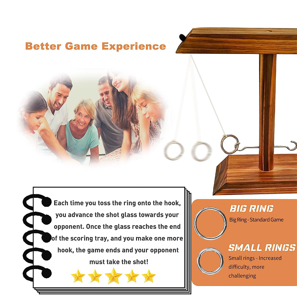 Ring Toss Game for Adults Fun Hook and Ring Game Excellent Quality Wooden Ring Toss Game