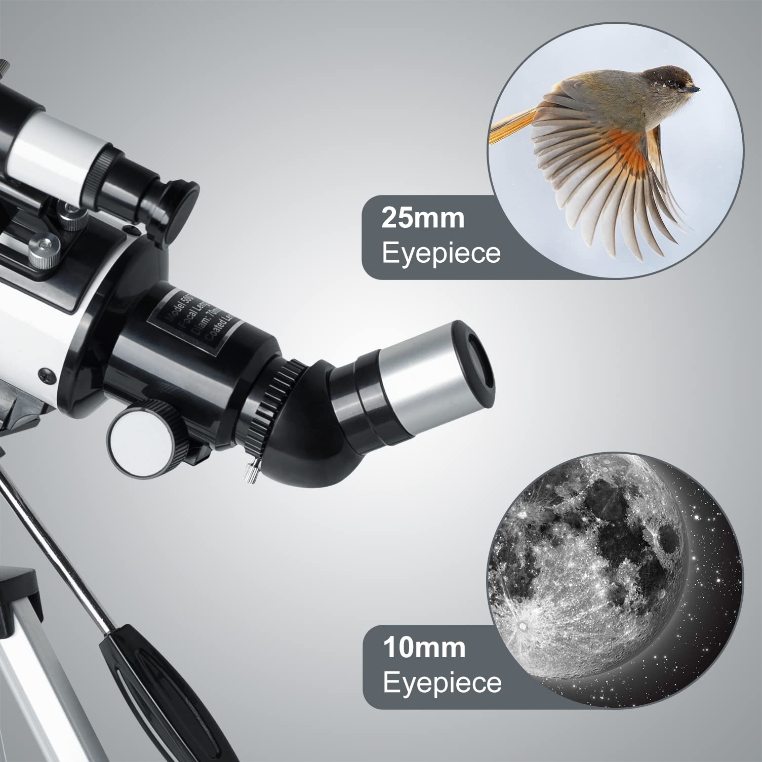 Astronomical Telescope 70mm Aperture 120 Zoom AZ Mount FMC Green Film Optics Portable Tripod Phone Adapter Red Dot Star Finder Christmas Birthday Kids Gift