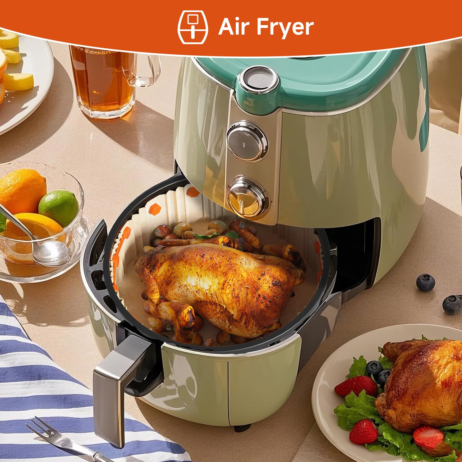 Air Fryer Magnet Silicone Buckle for Holding Down Air Fryer Parchment Paper,Lock Disposable Liners Safely & Prevent Paper to Burn,Orange,4 Set