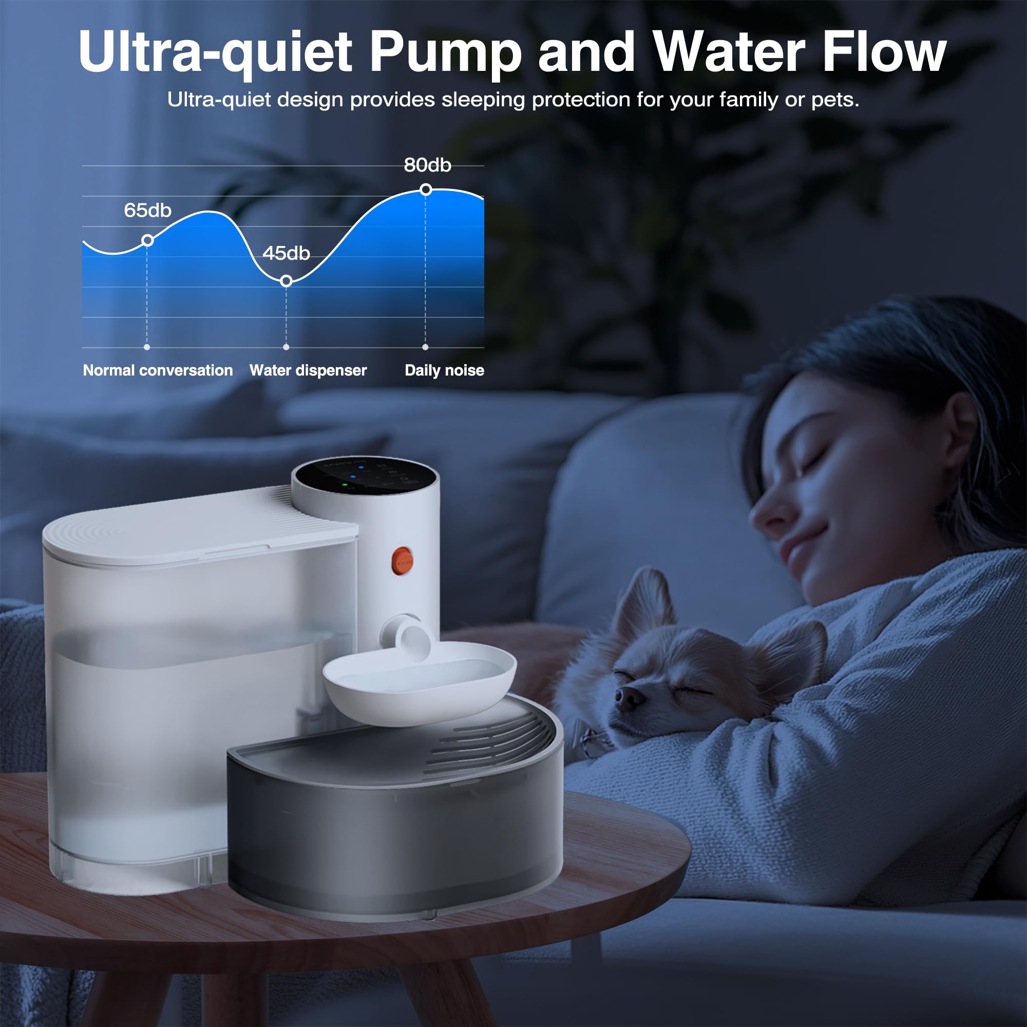 Automatic Pet Fountain 3L Wireless Rechargeable Water Dispenser Dogs Cats Anti Accidental Touch Large Smart Quiet Hygienic Drinking Bowl