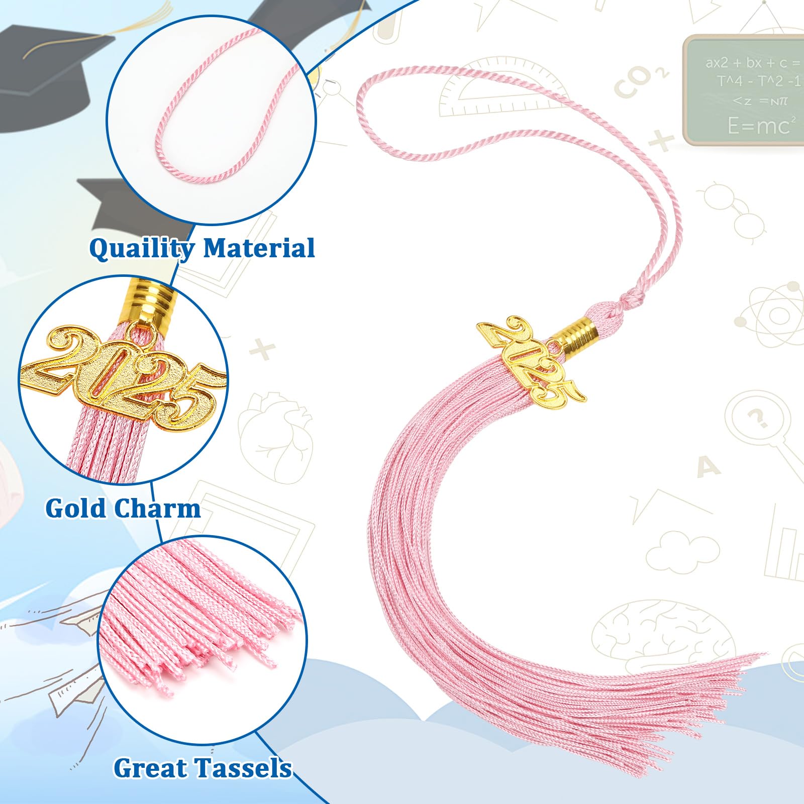 2025 Graduation Tassels,10Pcs Graduation Cap Tassels 2025 Grad Graduation Tassels for 2025 Graduation Ceremonies Accessories (Pink)