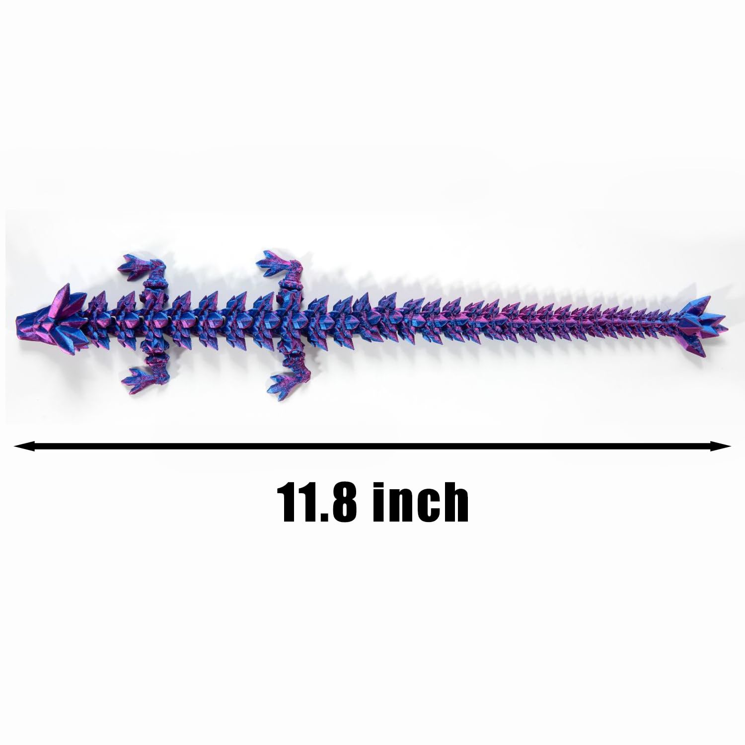 12" 3D Printed Crystal Dragon,Articulated Dragon,Dragon Fidget Toy,Home Office Decor Executive Desk Toy (Laser Purple)