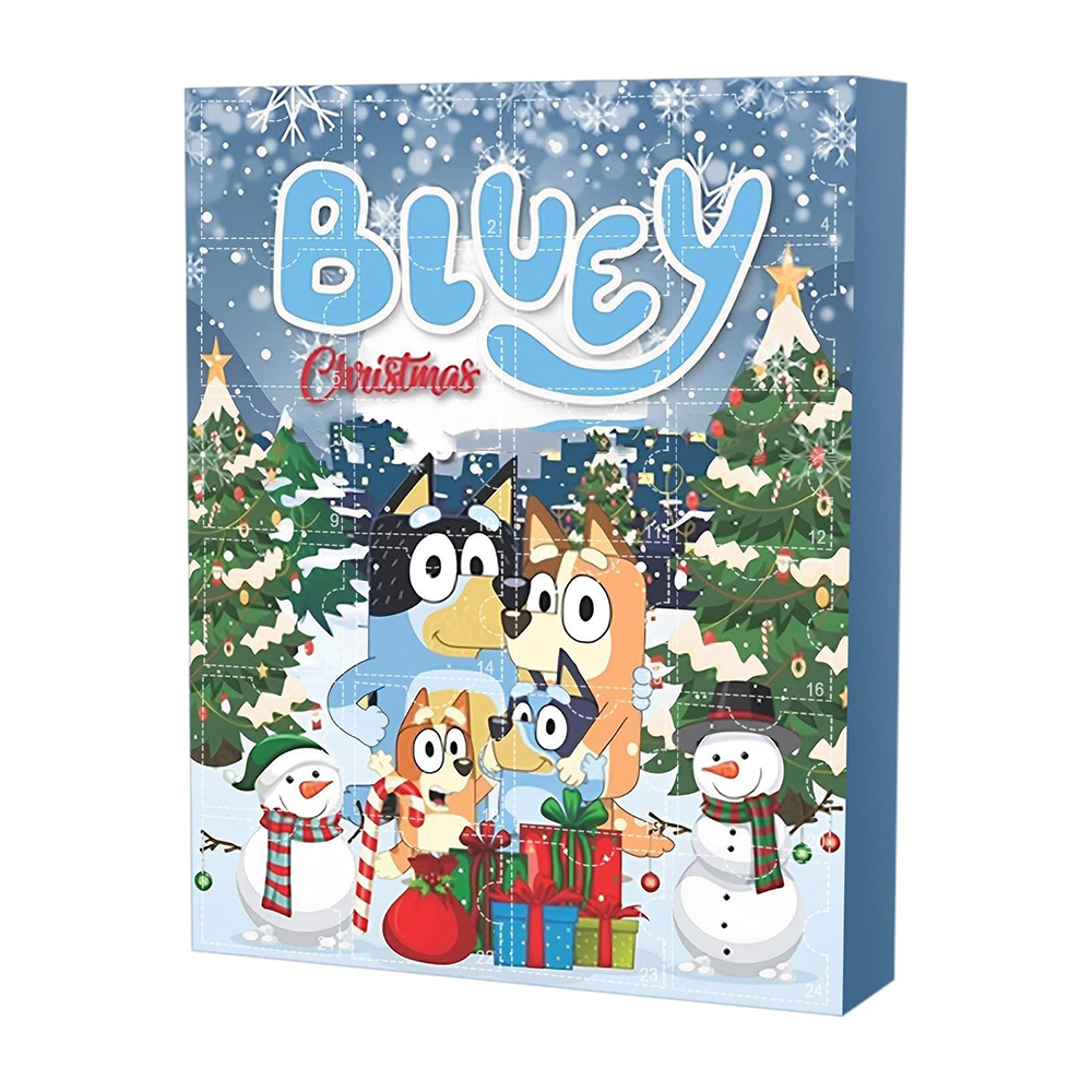 Advent Bluey Calendar 24 Pcs Cute Puppy Figures Cartoon Doll Xmas Vacation Stocking Stuffer Festive Kids Gifts