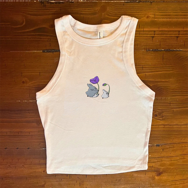 Forest Spirits and Flowers Embroidered Tank Top
