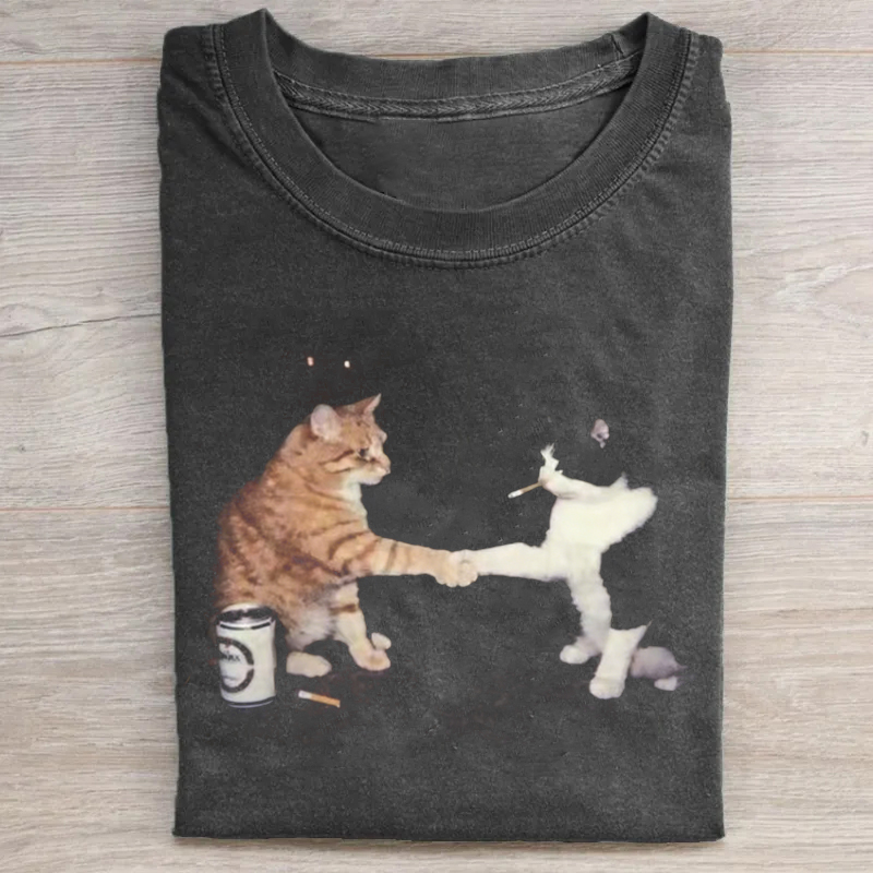 Funny Smoking Cats Graphic T-shirt