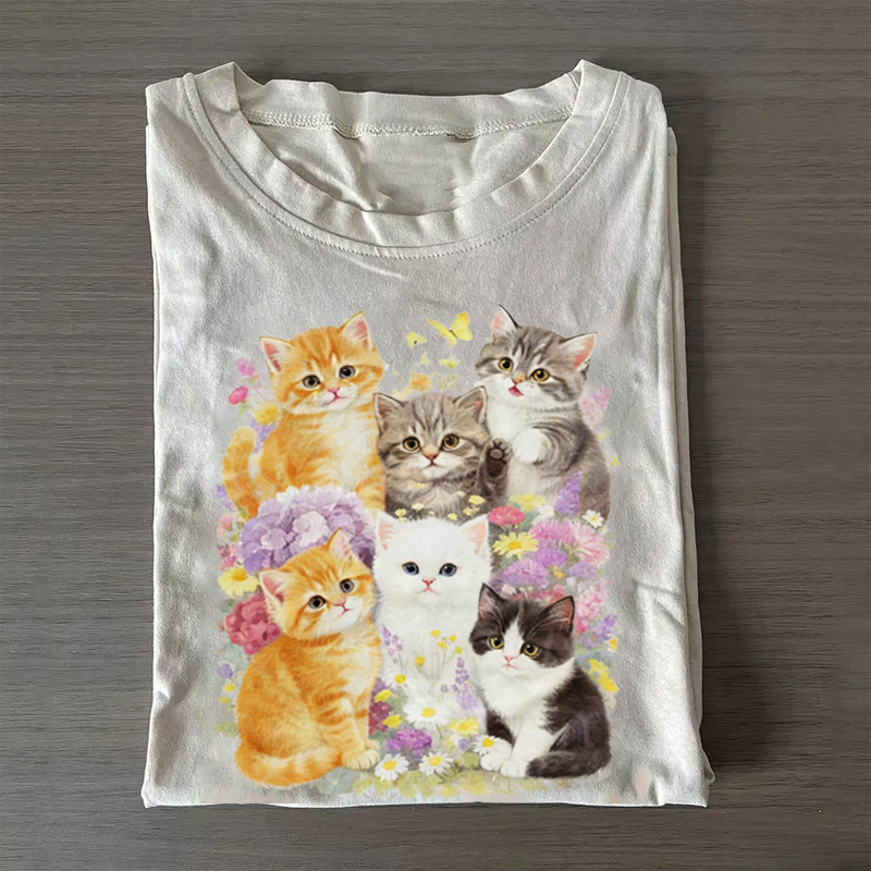 Vintage Floral Cat T-shirt