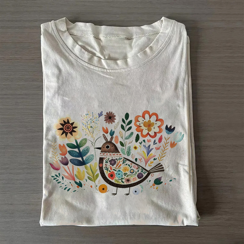 Boho Folk Art Bird T-shirt