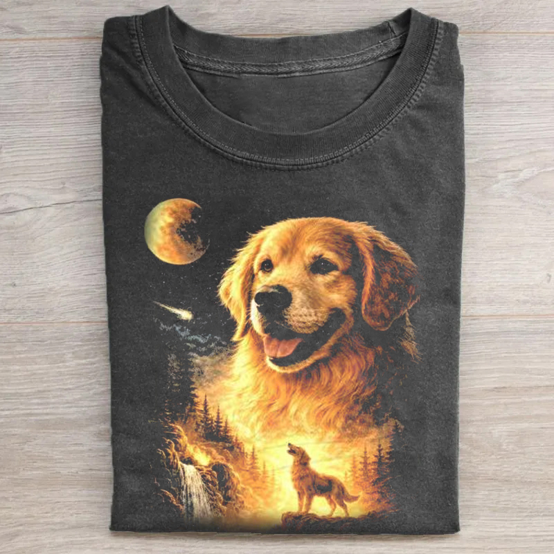 Vintage Golden Retriever Full Moon T-shirt