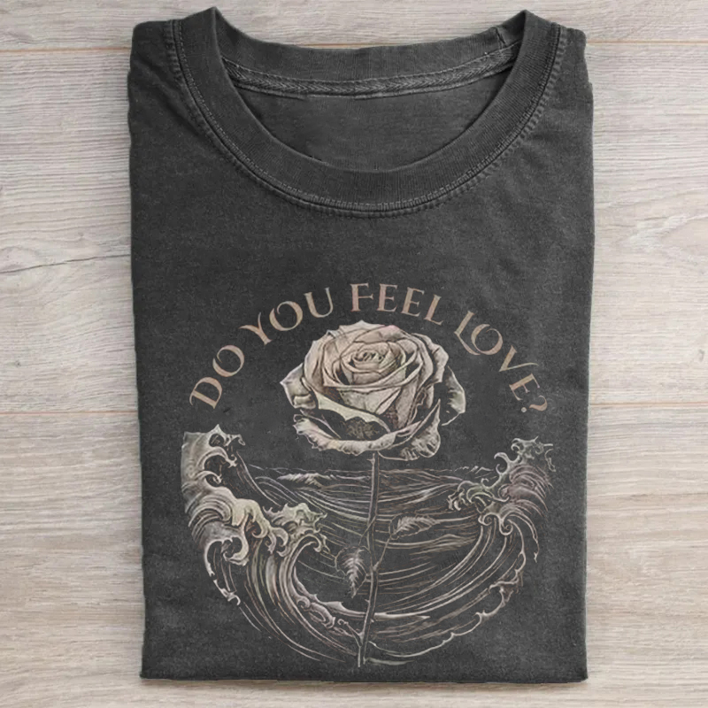 Gothic Vintage Rose and Ocean Waves T-shirt