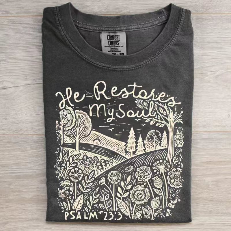 Christian He restores my soul Psalm Midweight T-shirt
