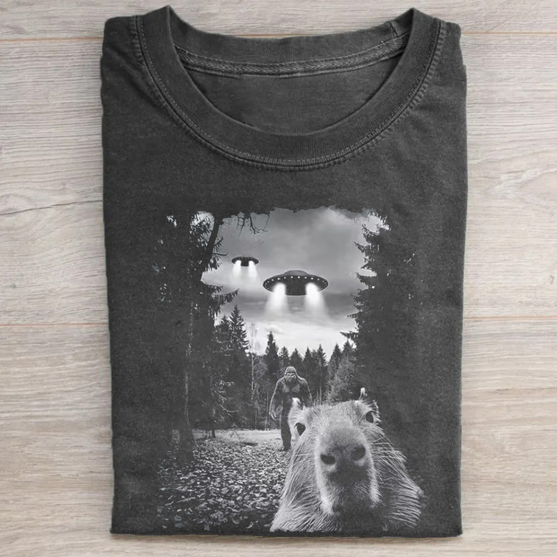 Funny Capybara UFO T-shirt