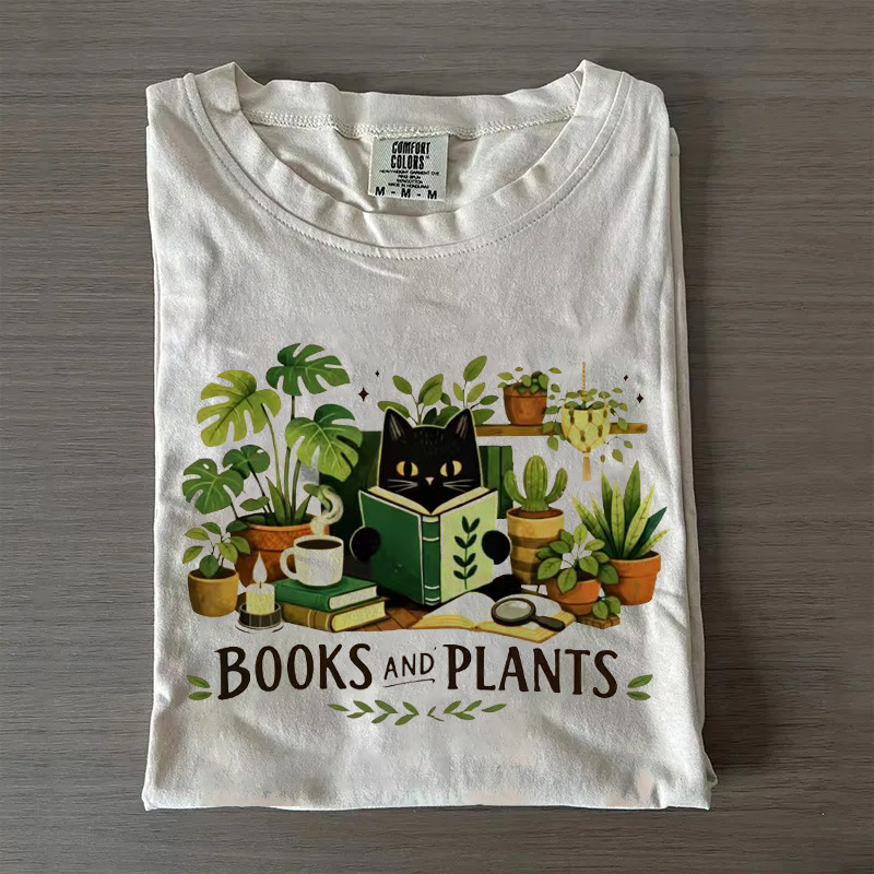 Cats Books and Plants T-shirt