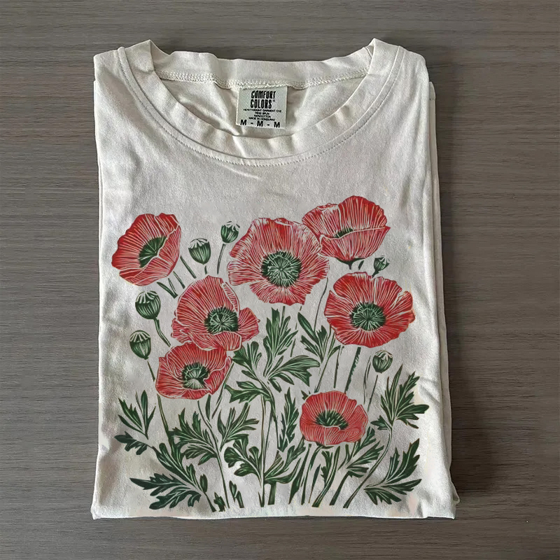 Poppies Linocut T-shirt