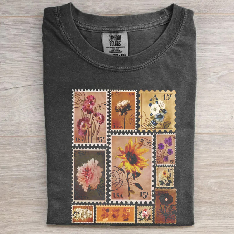 Vintage Flowers Stamp T-shirt