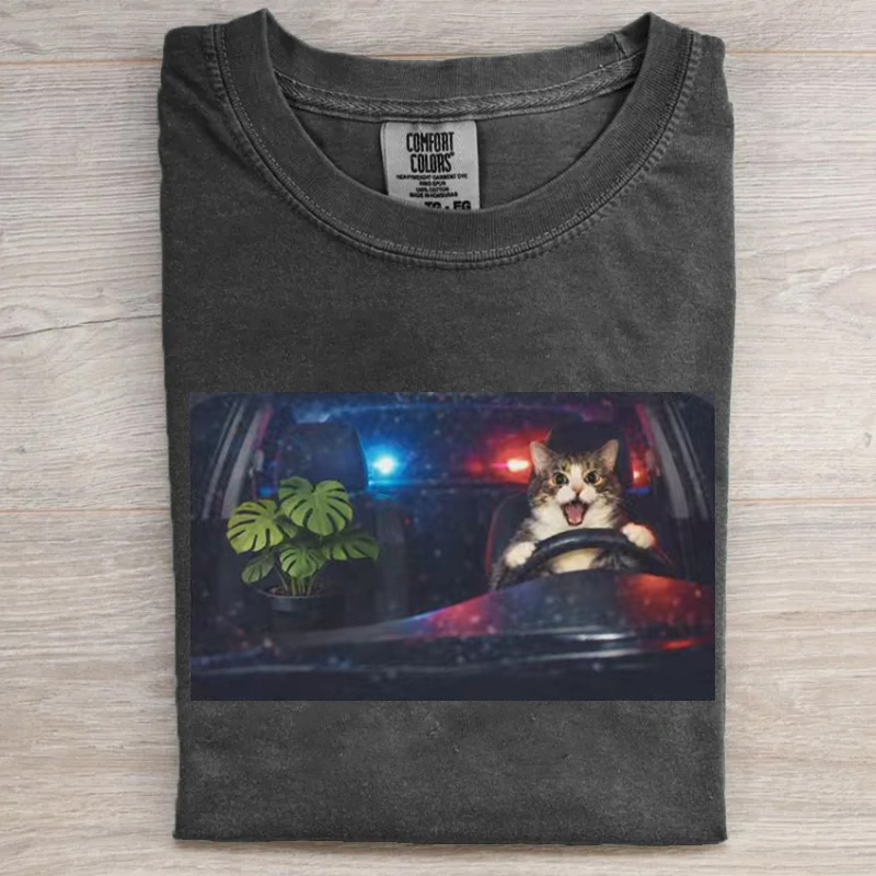 Funny Cat Driving T-shirt