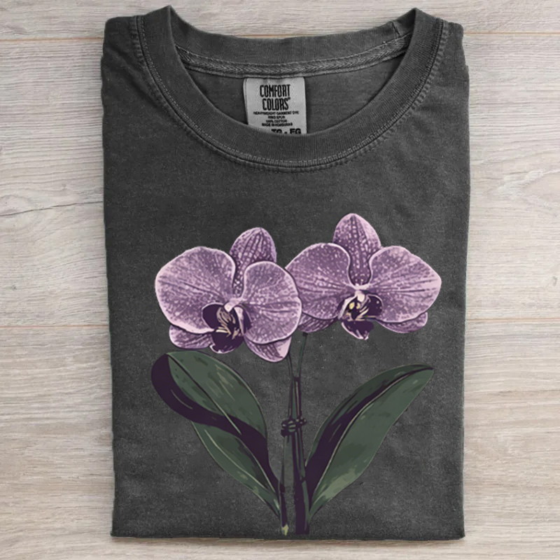 Vintage Orchid Flower T-shirt