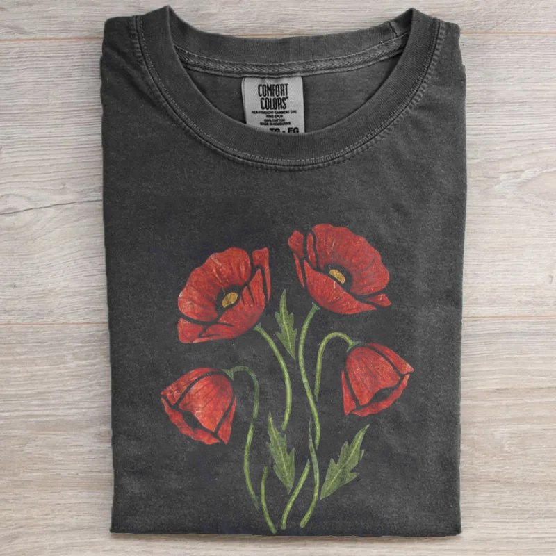 Vintage Poppy Flower Graphic T-shirt