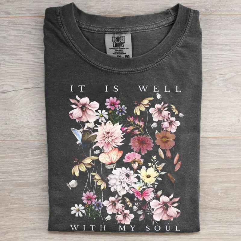 It is Well With My Soul Vintage Floral T-shirt