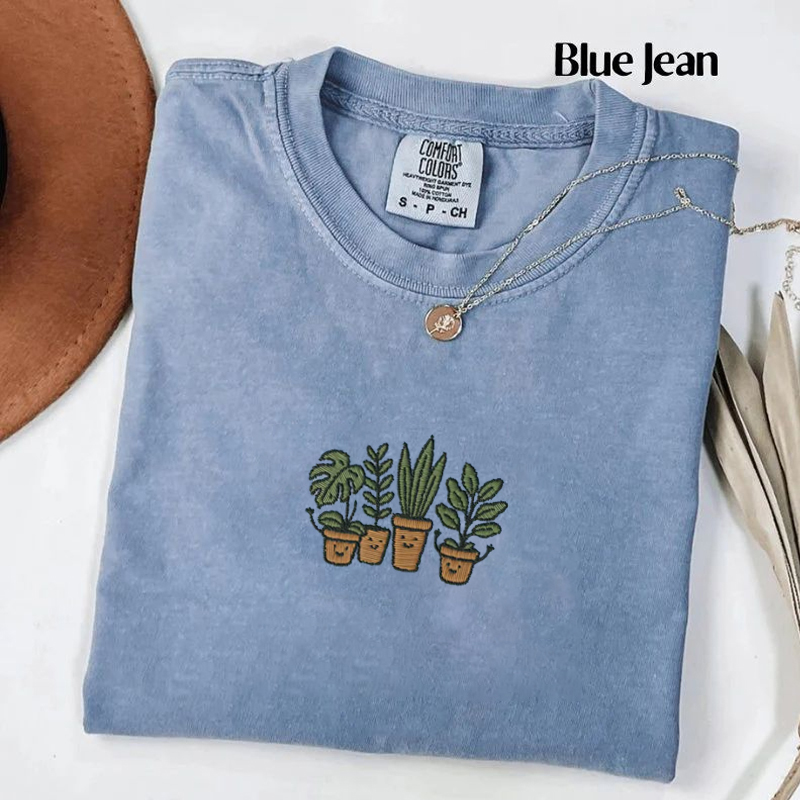 Faux Embroidery Plant T-shirt