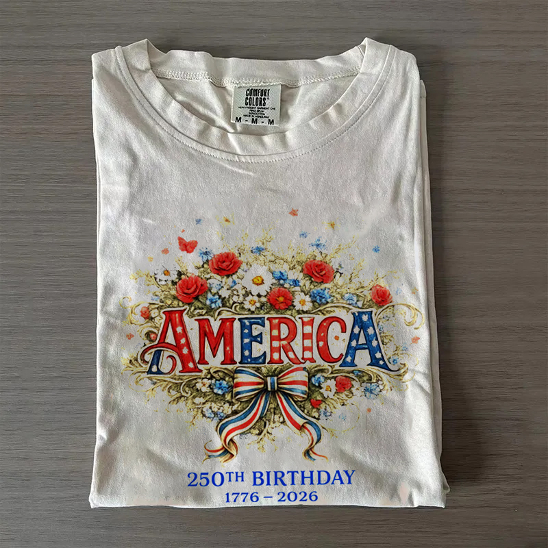 USA 250th Anniversary Floral T-shirt