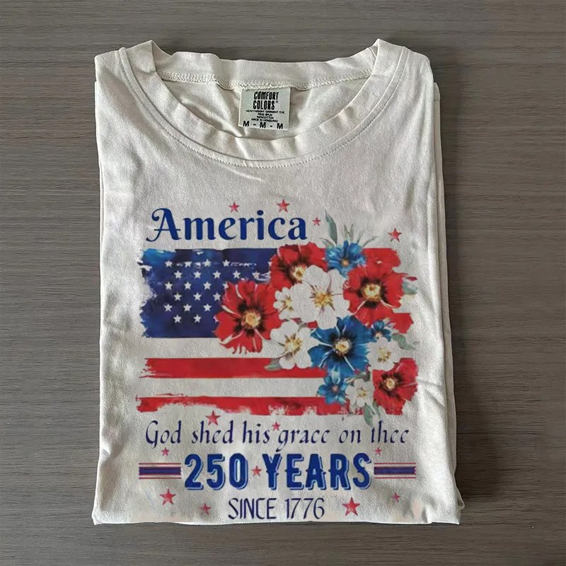 USA 250th Anniversary Floral T-shirt