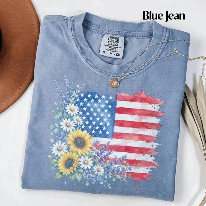 USA 250th Anniversary Floral T-shirt