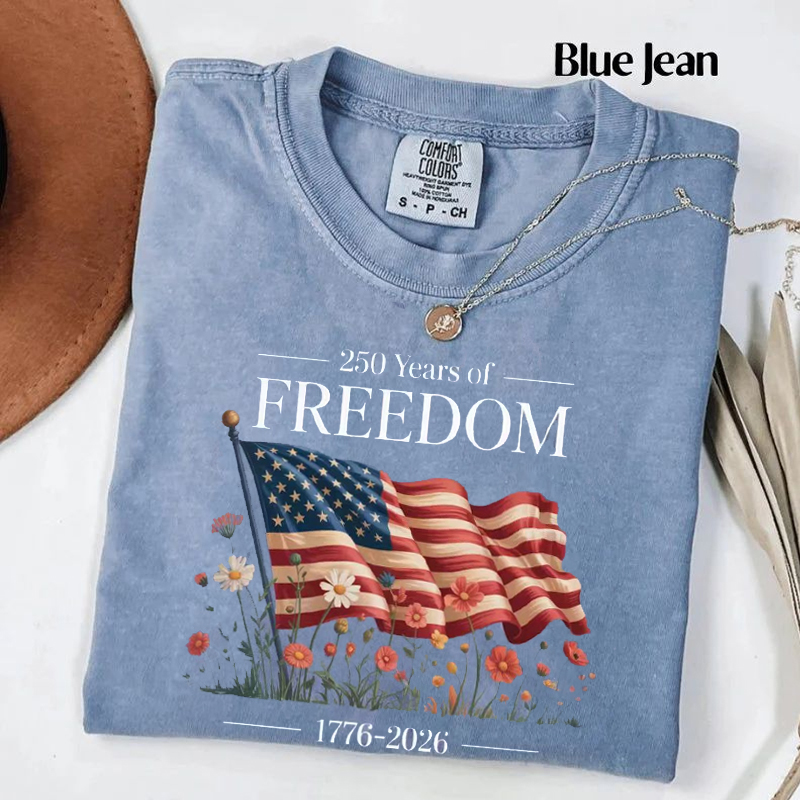 USA 250th Anniversary Floral T-shirt