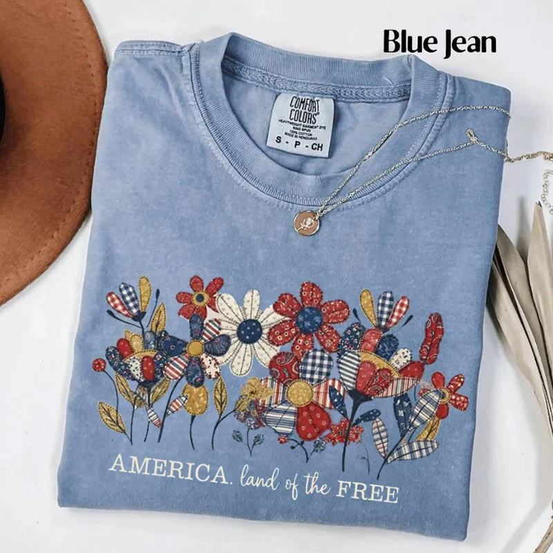 USA 250th Anniversary Floral T-shirt