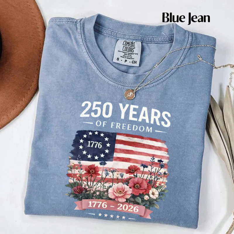 USA 250th Anniversary Floral T-shirt