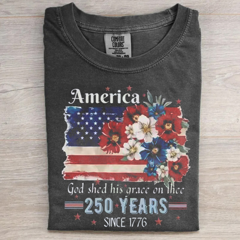 USA 250th Anniversary Floral T-shirt