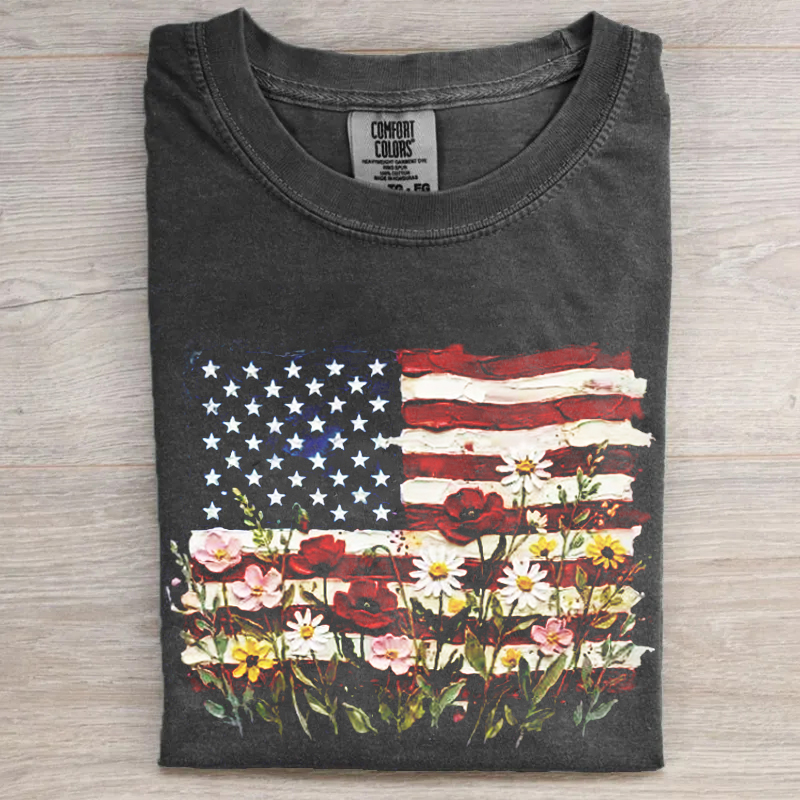 USA 250th Anniversary Floral T-shirt