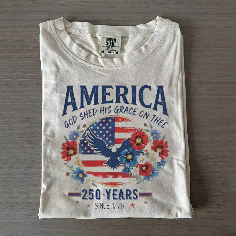 America 250 Years Flag Floral T-shirt