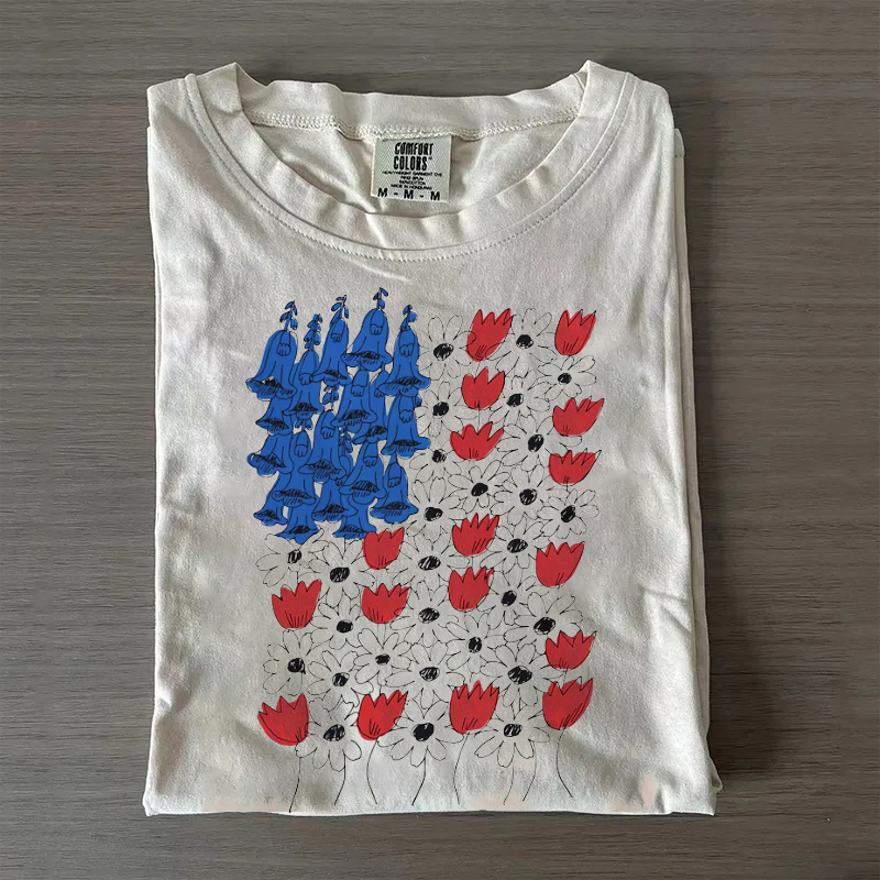 Fourth of July Foxglove Daisy Tulip T-shirt