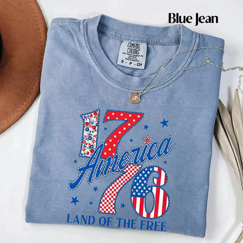 Retro America 1776 Floral Checkered Polka Dots T-shirt