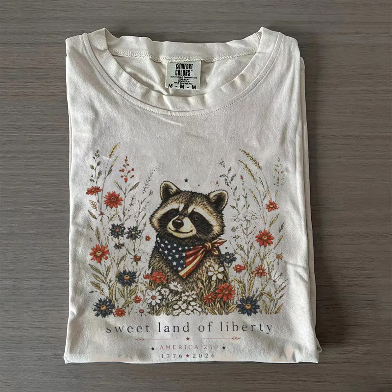 Americana 250 Raccoon Wildflower T-shirt