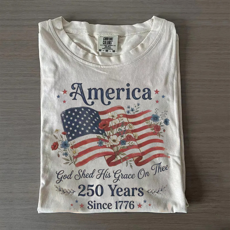 America 250 Years Flag Floral T-shirt