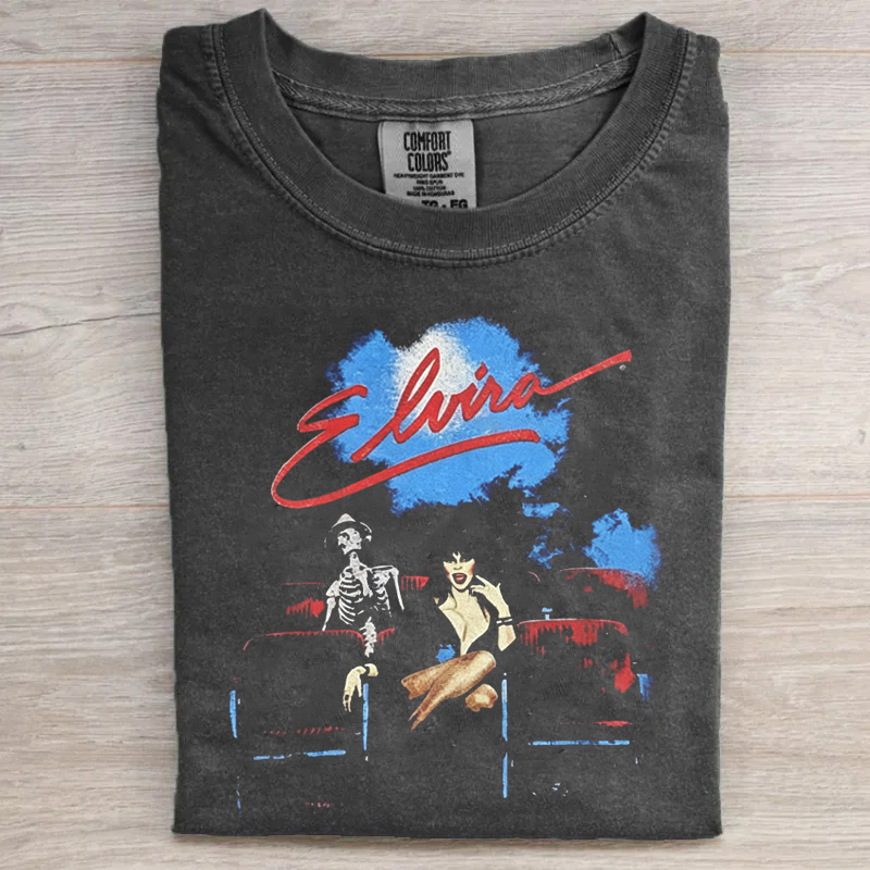 Horror Movie Elvira Skeleton Graphic T-shirt
