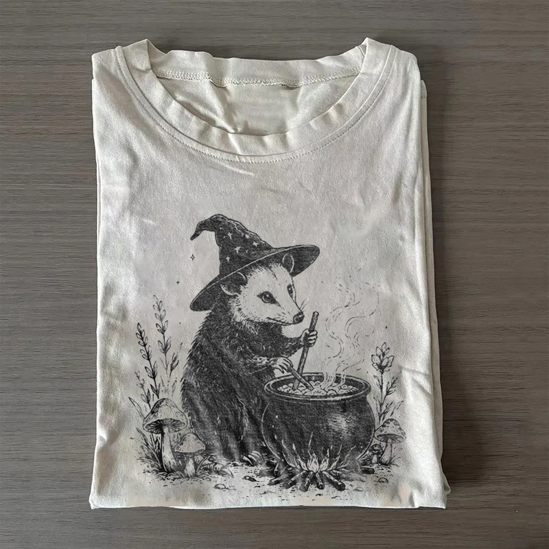 Vintage Witch Opossum Graphic T-shirt